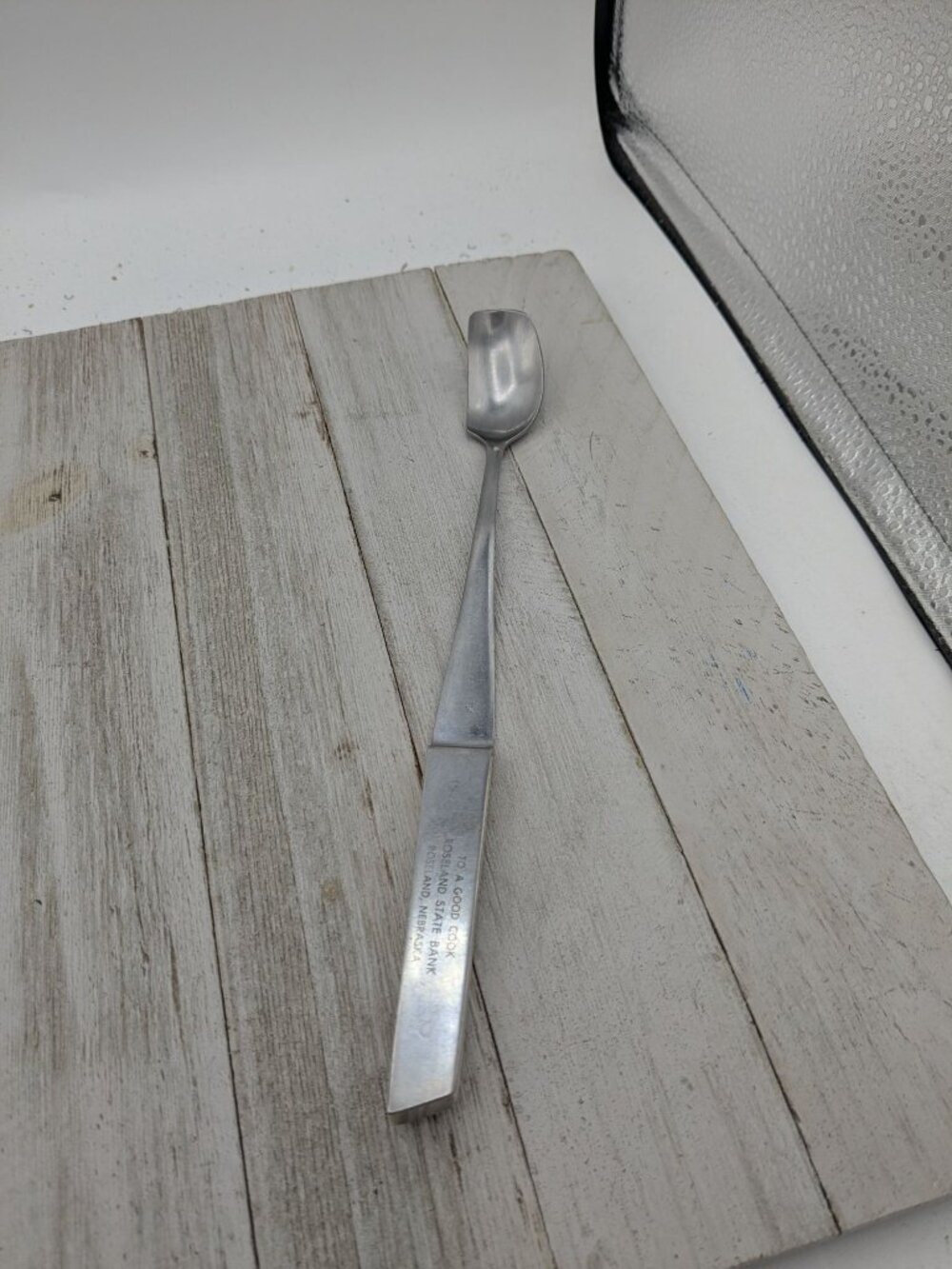 Barretts Condiment Jelly Spoon 9" Advertising Stainless Wood